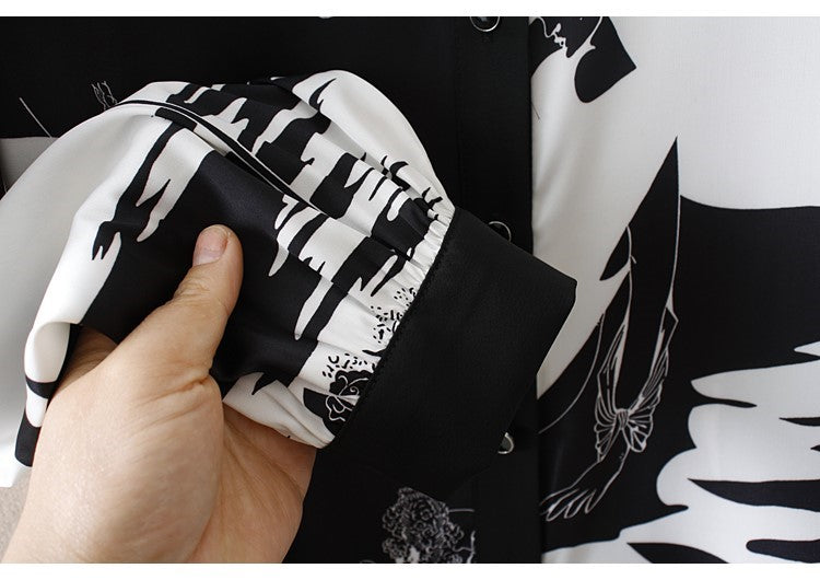 Kvinnors Bodysuit Geometrisk Chiffong med Fallkrage 4