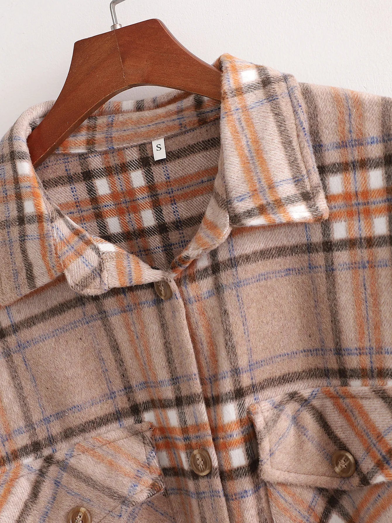 Kvinnors Lång Kappa Karomönster Bred Passform Polyester 2