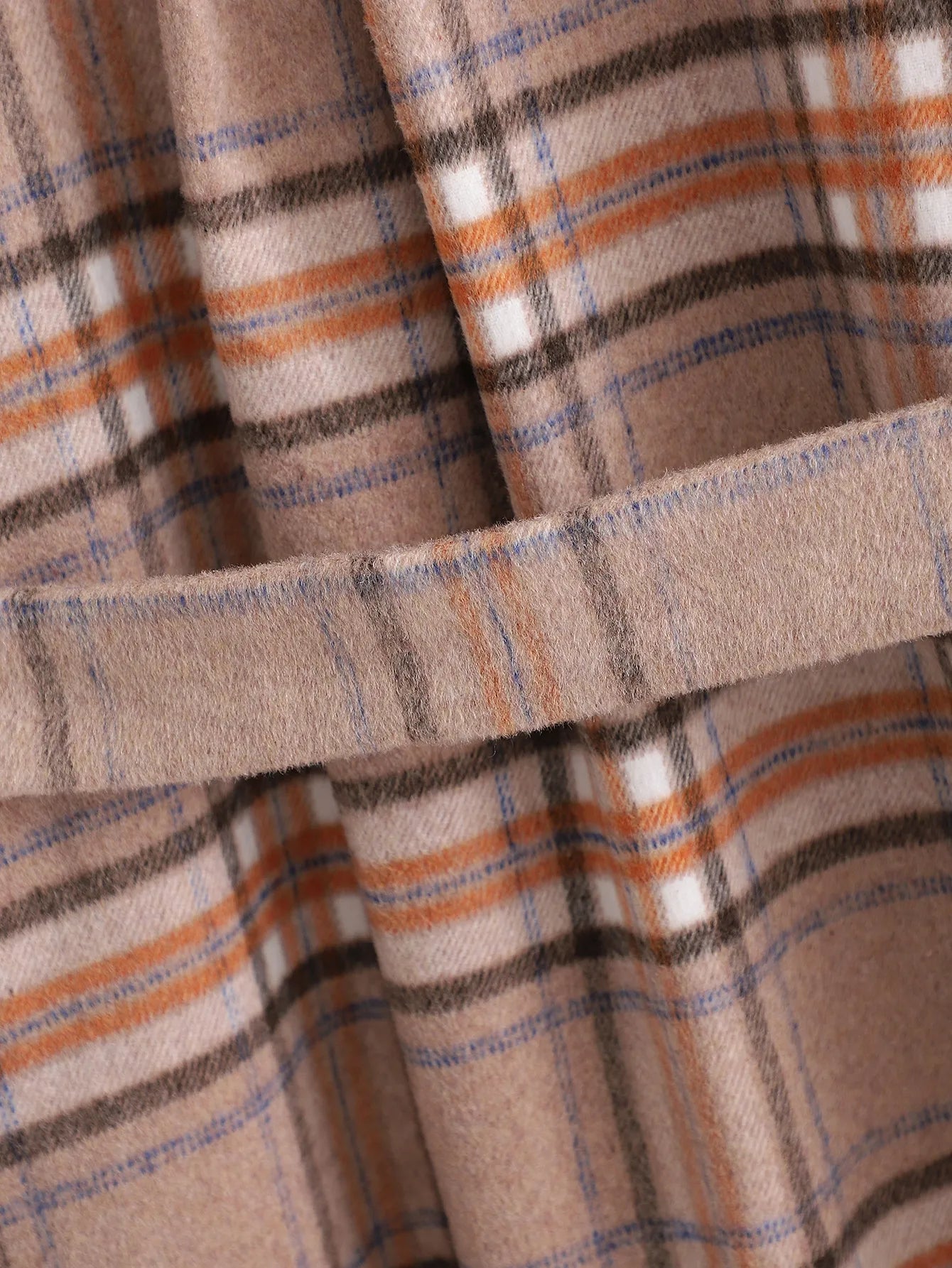 Kvinnors Lång Kappa Karomönster Bred Passform Polyester 3