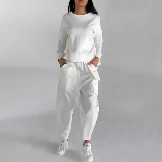 Kvinnors Tvådelad Träningsdräkt Hoodie Mjuk Material Slim Fit Joggingbyxor 0