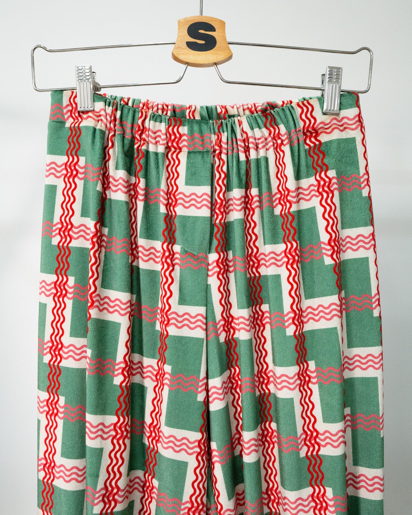 Variant image for Dam Mjukisbyxor i Sammet med Elastisk Midja och Rufflar-1