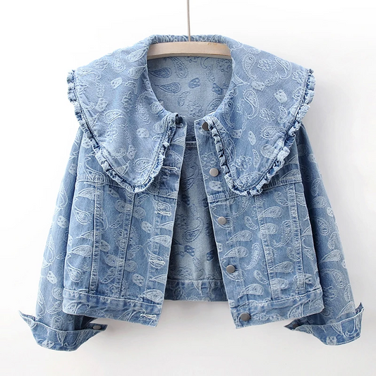 Damjacka Denim Revers Handgjorda Knappar Bio-Denim-1