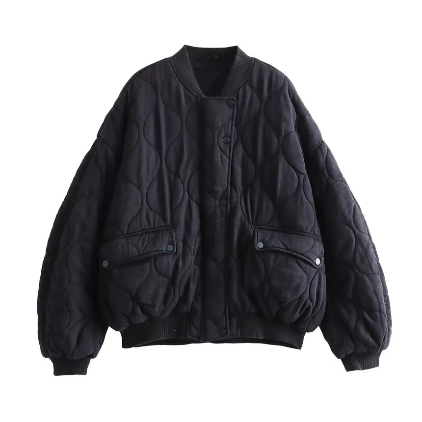 Dam Bomullsjacka Rund Hals Vintage Stil 8