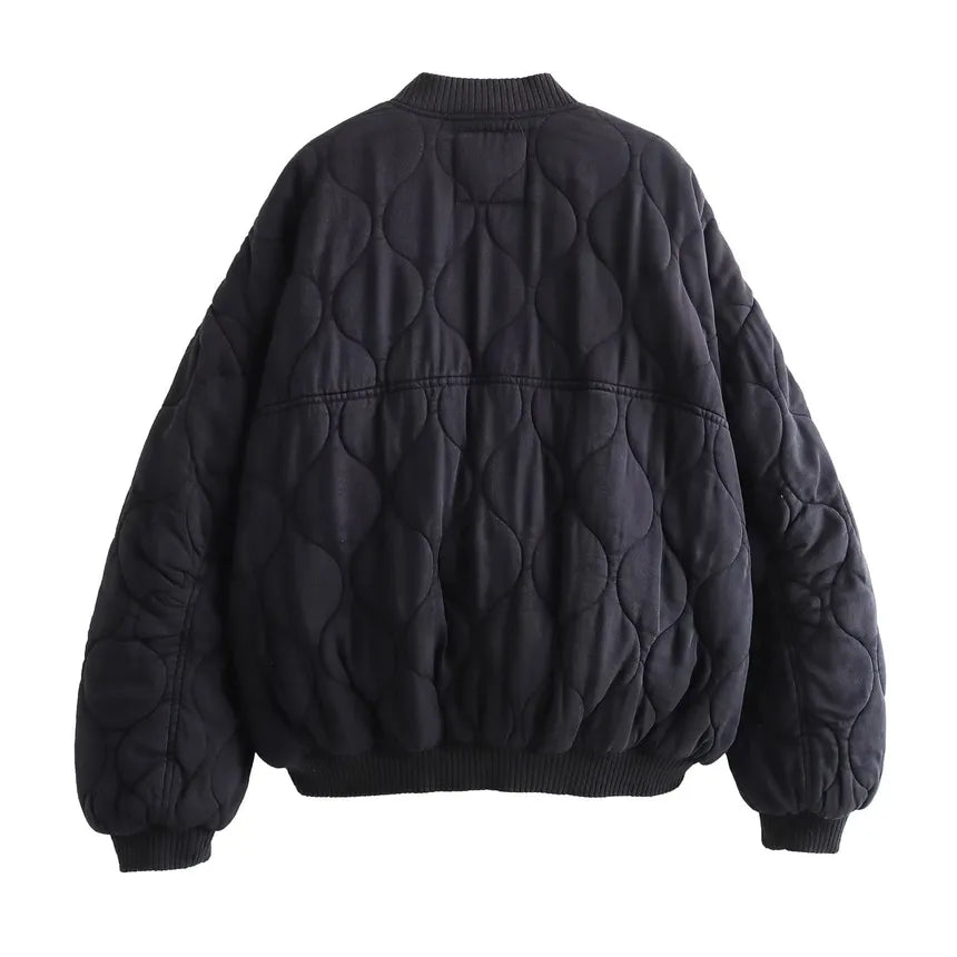 Dam Bomullsjacka Rund Hals Vintage Stil 5