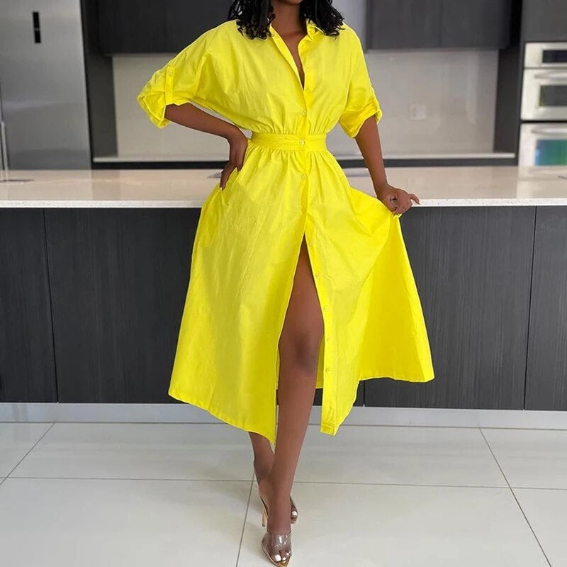 Dam Lös Sommarklänning med Slits i 100% Bomull 2