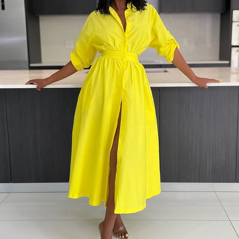 Dam Lös Sommarklänning med Slits i 100% Bomull 3