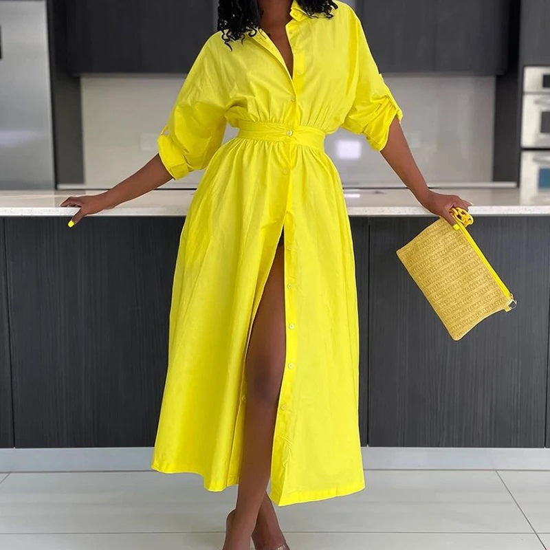 Dam Lös Sommarklänning med Slits i 100% Bomull 4