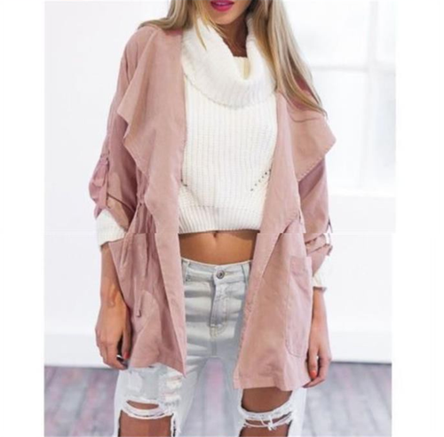 Lång Vinterrock Dam Casual Polyester Streetwear 0