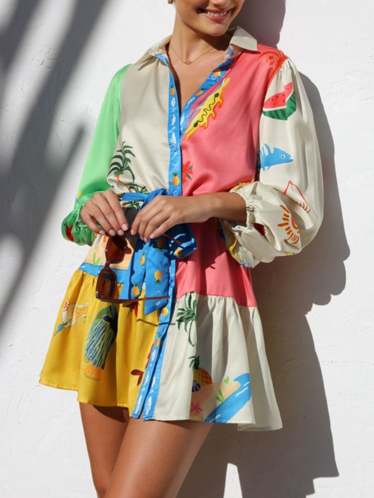 Variant image for Fina Dam Klänningar Miniklänning Flerfärgad Mönstrad Polyester-1