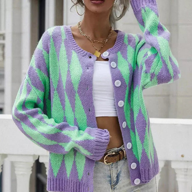 Variant image for Dam Lång Kofta Geometrisk Design i Bomull och Akryl-5