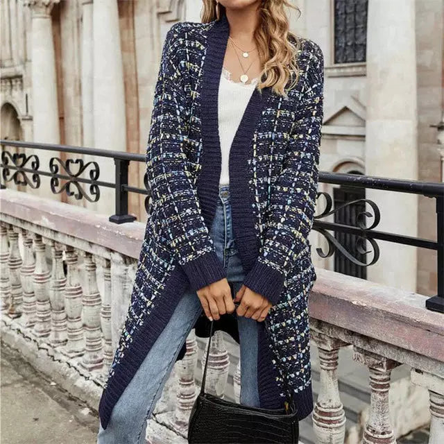 Lång Kofta Dam Färgglad Casual Bomull Akryl-5