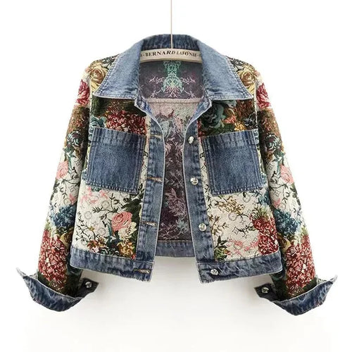 Herrjacka Denim Casual Avslappnad Passform Med Tryckt Design-1
