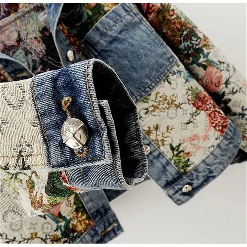 Herrjacka Denim Casual Avslappnad Passform Med Tryckt Design-6