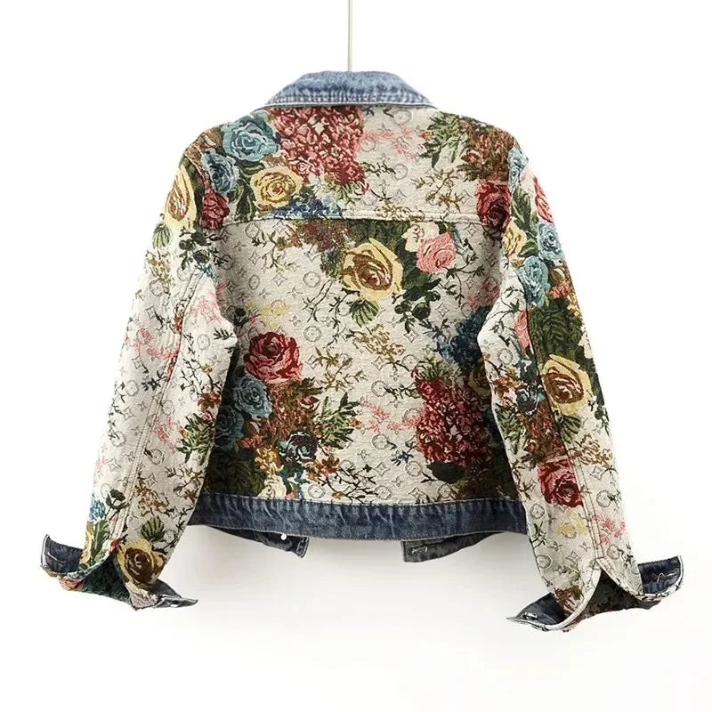 Herrjacka Denim Casual Avslappnad Passform Med Tryckt Design-2