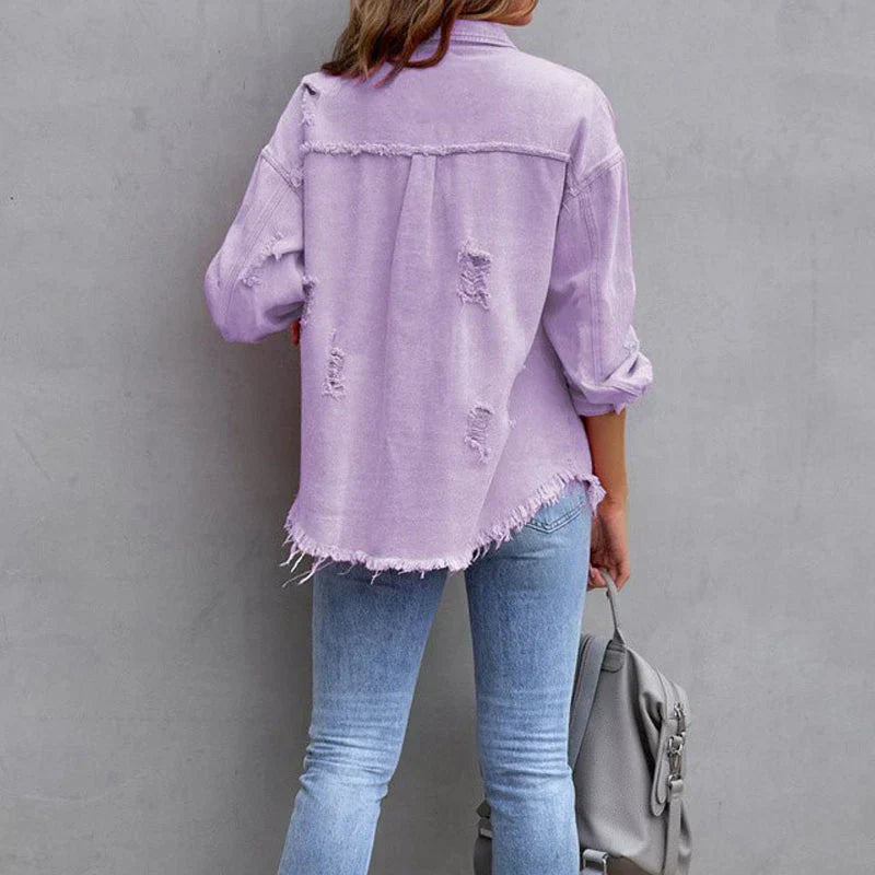 Dam Denimjacka Bred Ärmar Denim-3