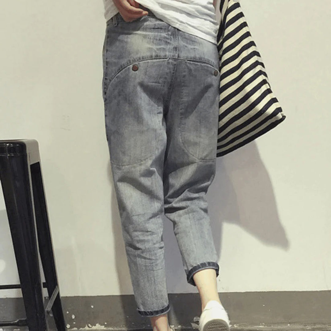 Dam Jeans Hög Midja Bekväma 100% Bomull Klassisk Stil 3