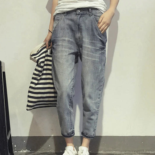 Dam Jeans Hög Midja BekvÀma 100% Bomull Klassisk Stil 1