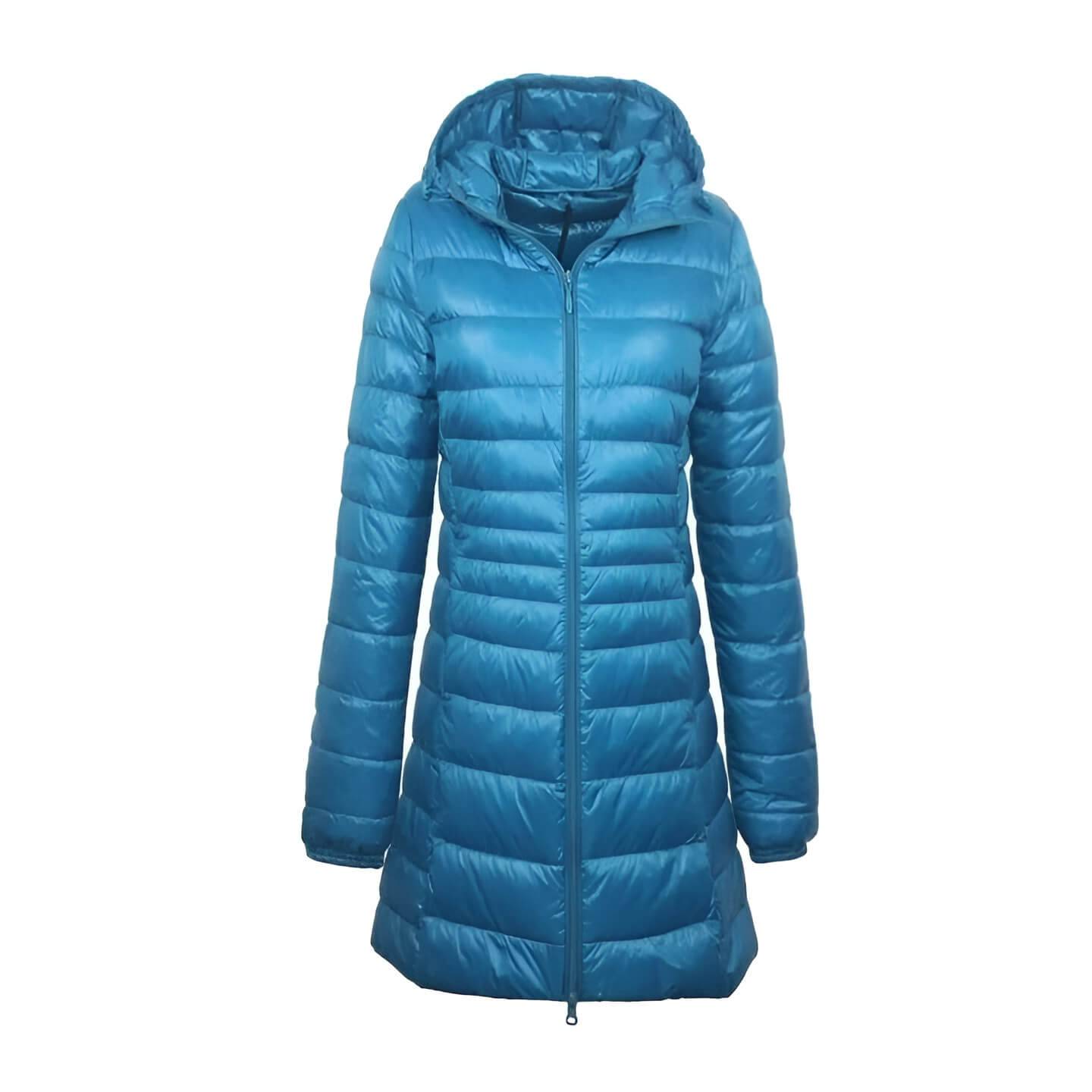 Lång Vinterjacka Dam Med Huva Modern Polyester Design-1