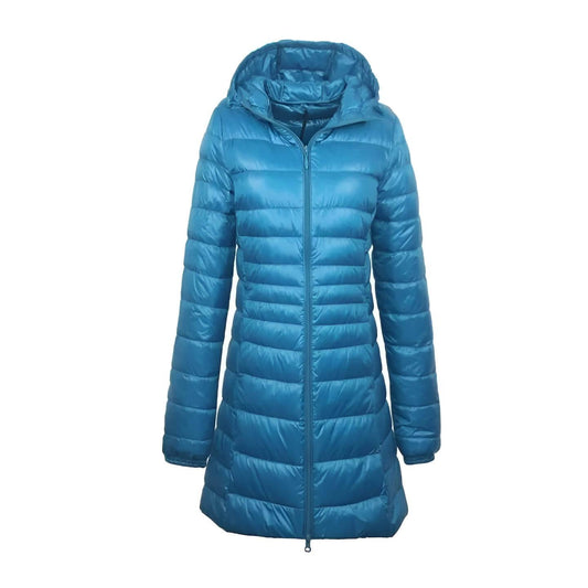 Lång Vinterjacka Dam Med Huva Modern Polyester Design-1