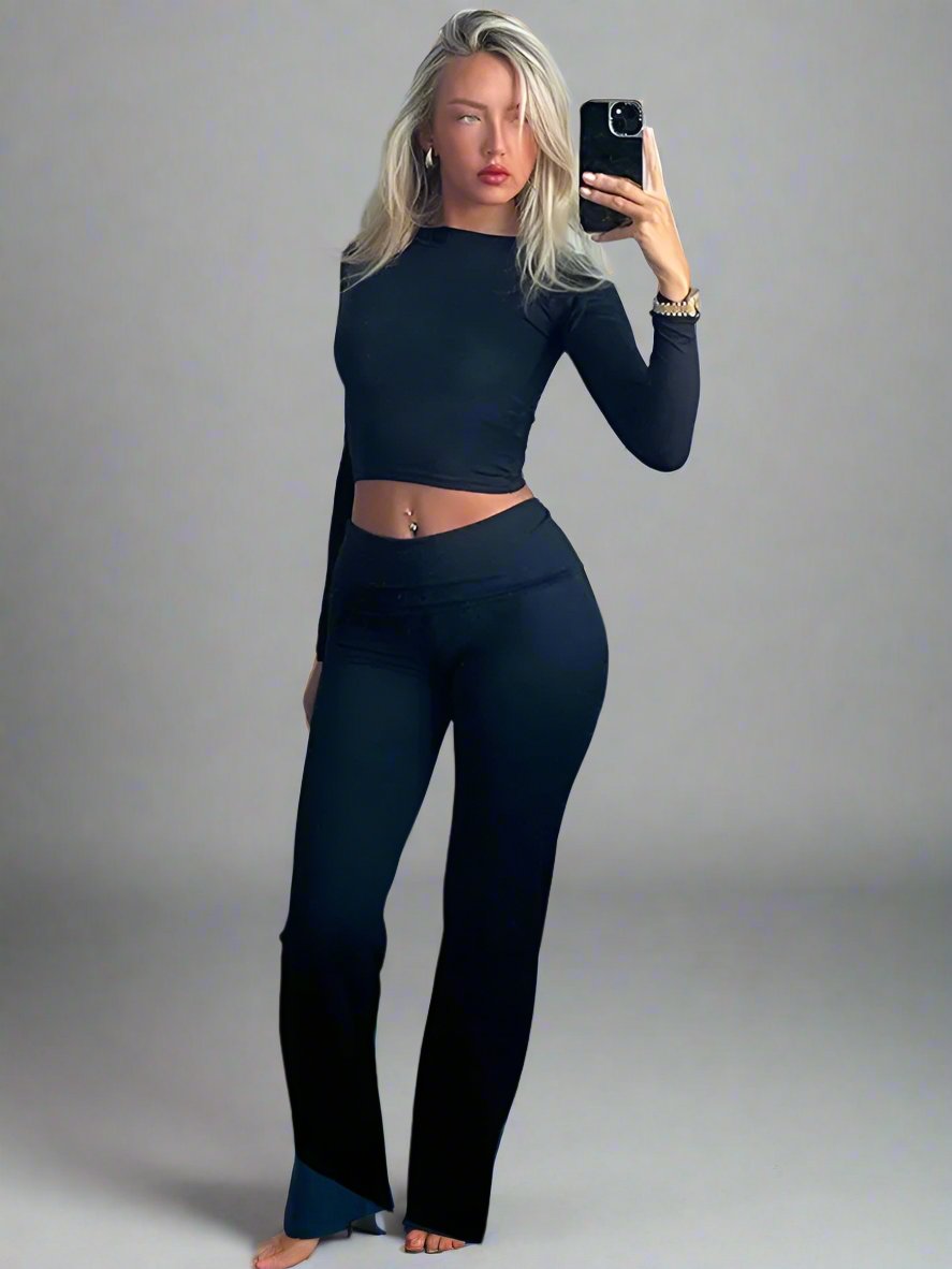 Variant image for Tvådelat Set Dam Långärmad Topp och Byxor Bomull-6