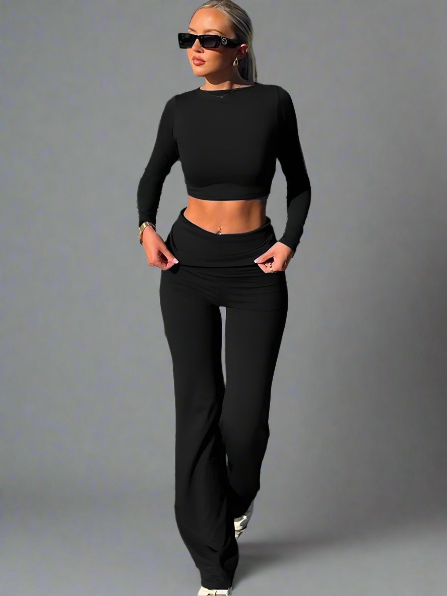 Variant image for Tvådelat Set Dam Långärmad Topp och Byxor Bomull-9