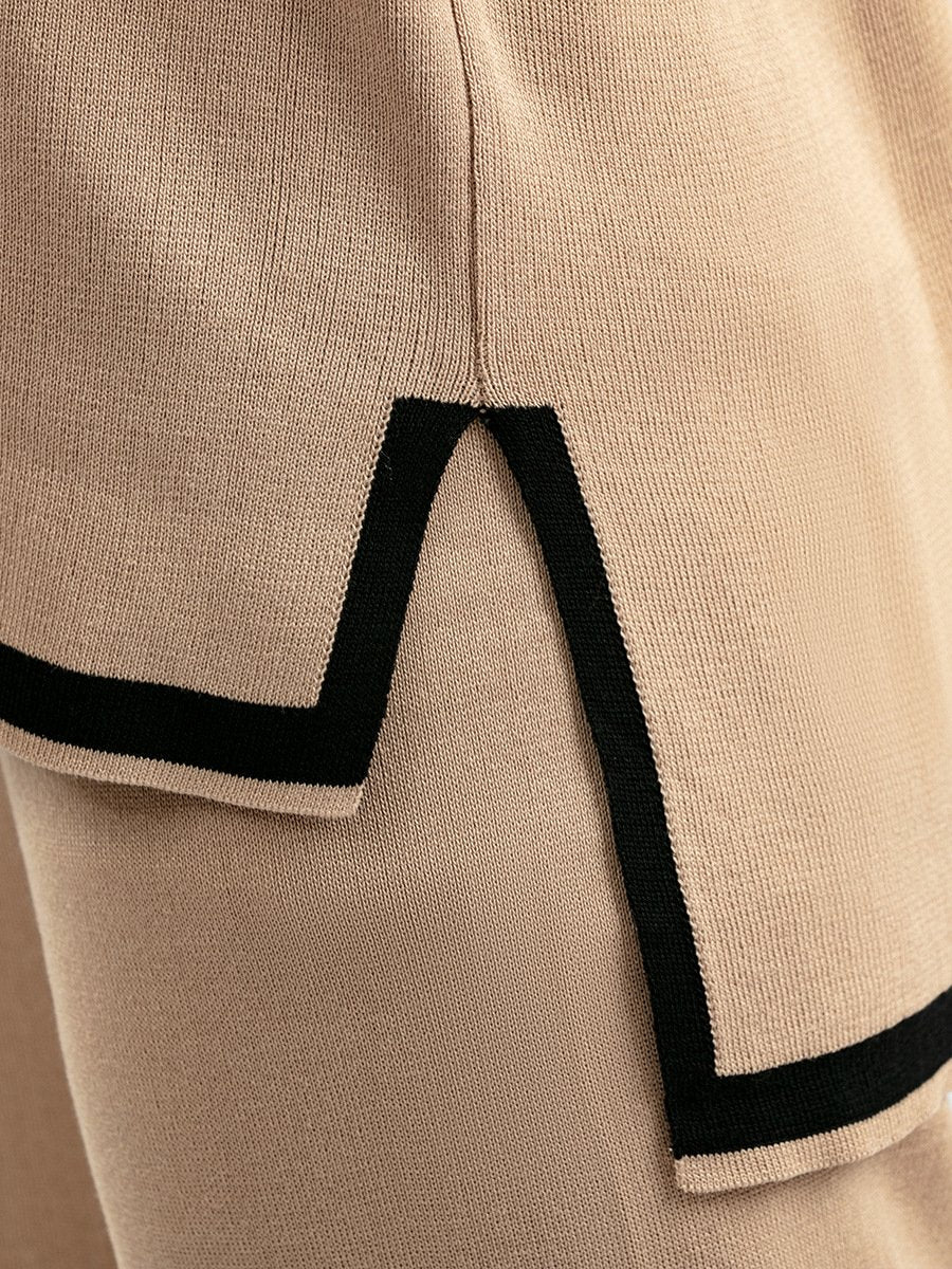 Dam Set Kort Ärmskjorta Vida Byxor Stretchmaterial-2