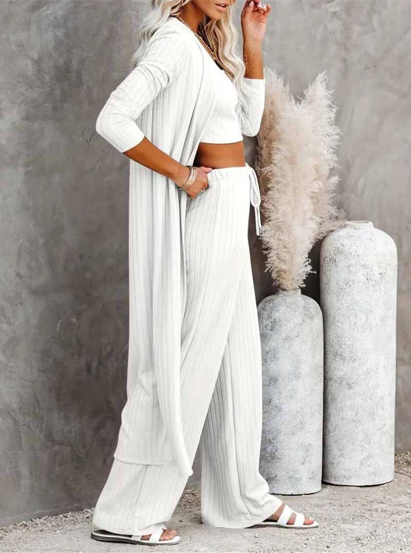 Kvinnors Loungewear Set Mjuk Bomull Tre Delar-6