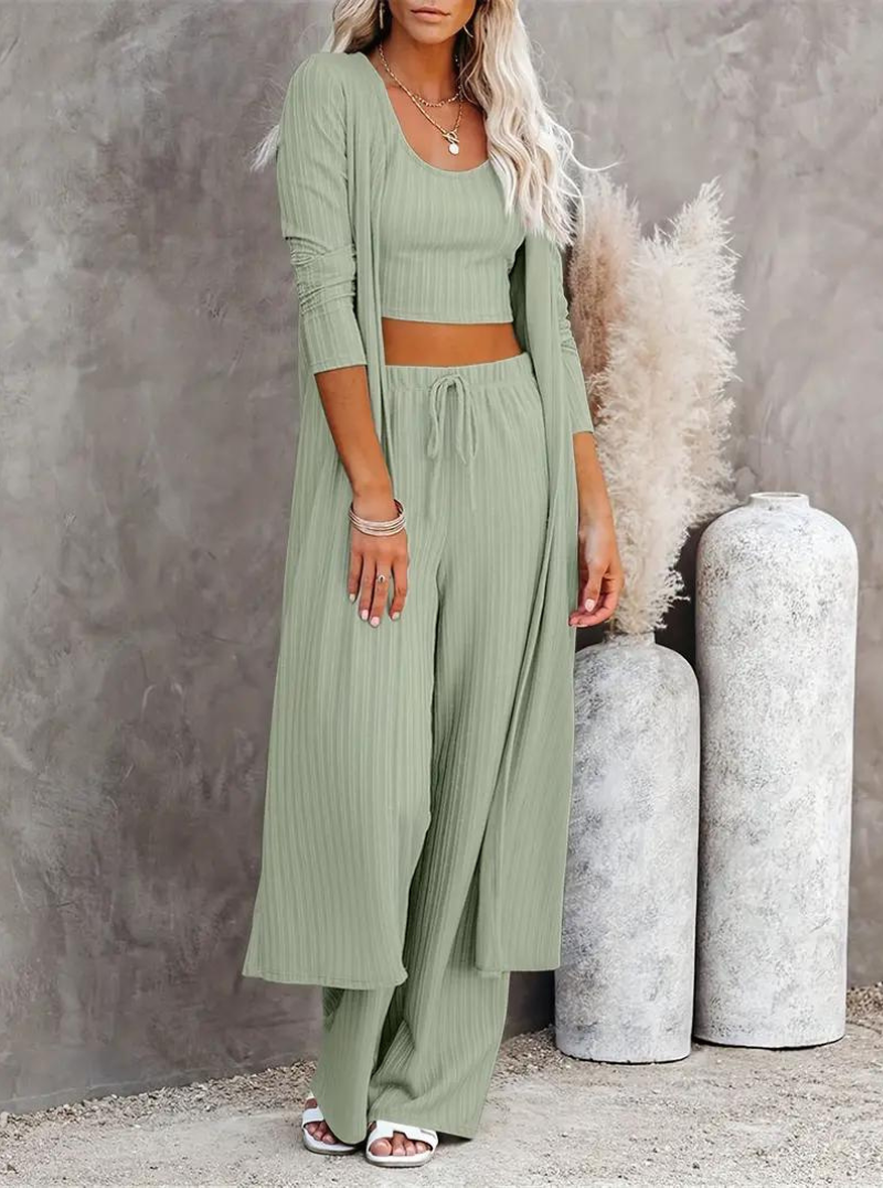 Variant image for Kvinnors Tredelad Loungesats Ribbad Polyester-21