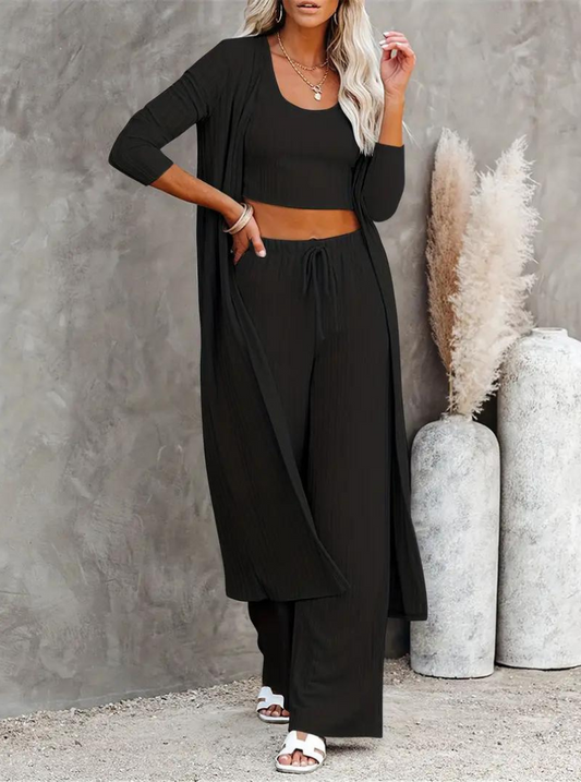 Kvinnors Loungewear Set Mjuk Bomull Tre Delar-1