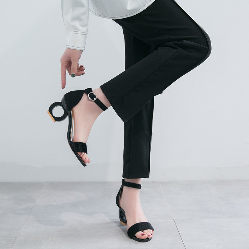 Dam Gladiatorsandaler PU Leopardmönster Hög Klack 5-8 cm-6