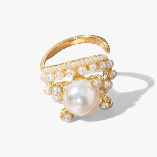 Kvinnors Vintage Ring GuldfÀrgad Metall PÀrlor-1