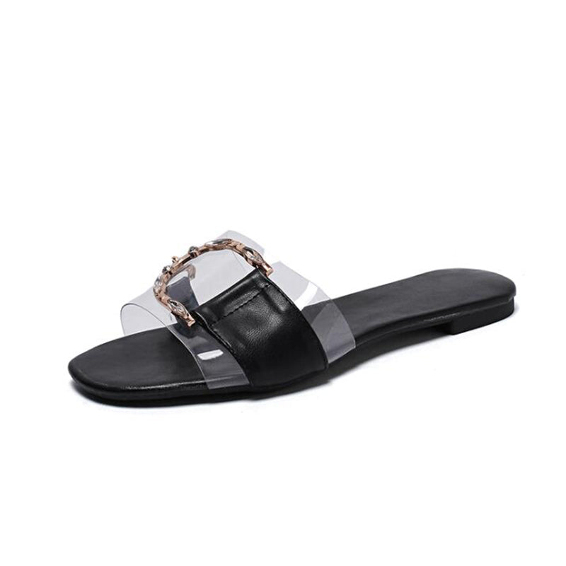 Dam Sandaler Platt Sula Djurdesign PU-Läder och Gummi-5