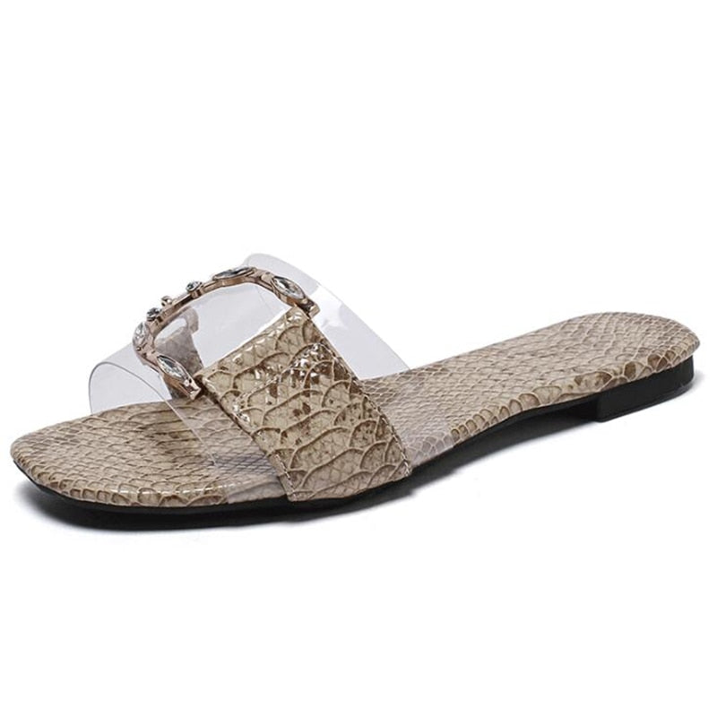 Dam Sandaler Platt Sula Djurdesign PU-Läder och Gummi-3