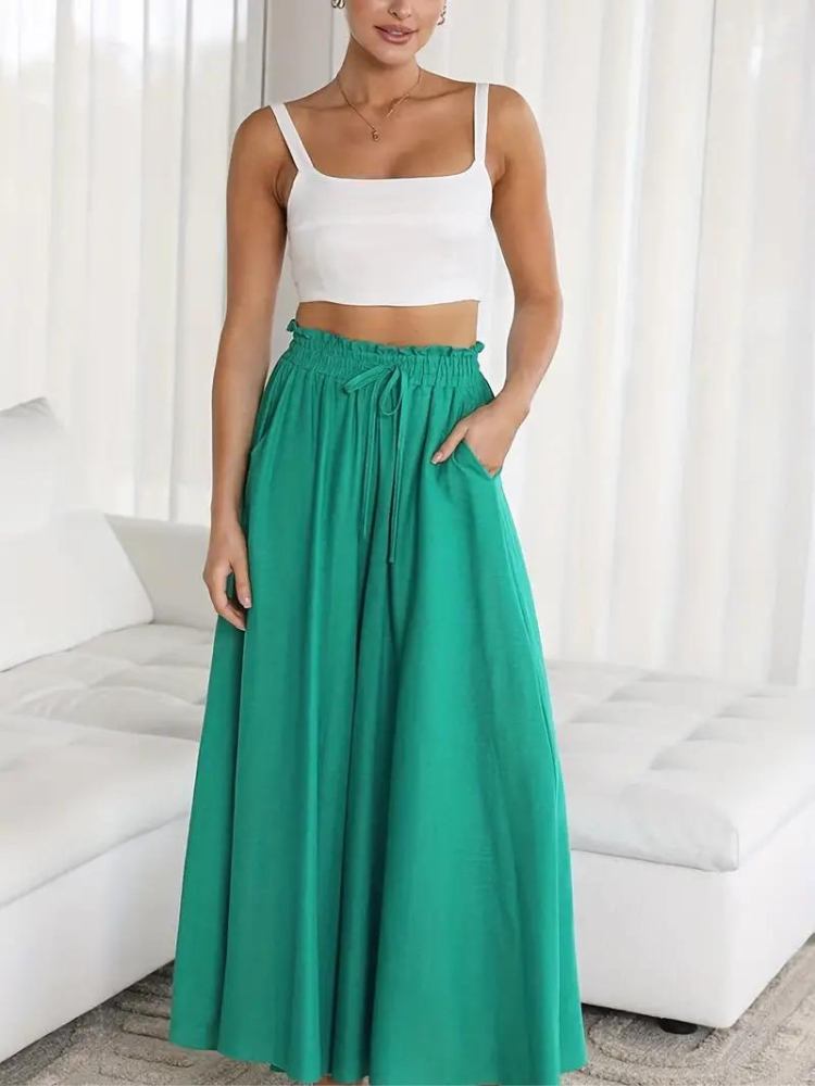 Kvinnor Hög Midja Byxor Andningsbart Linne 13