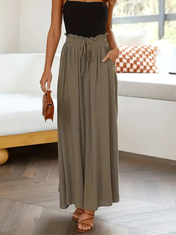 Kvinnor Hög Midja Byxor Andningsbart Linne 11