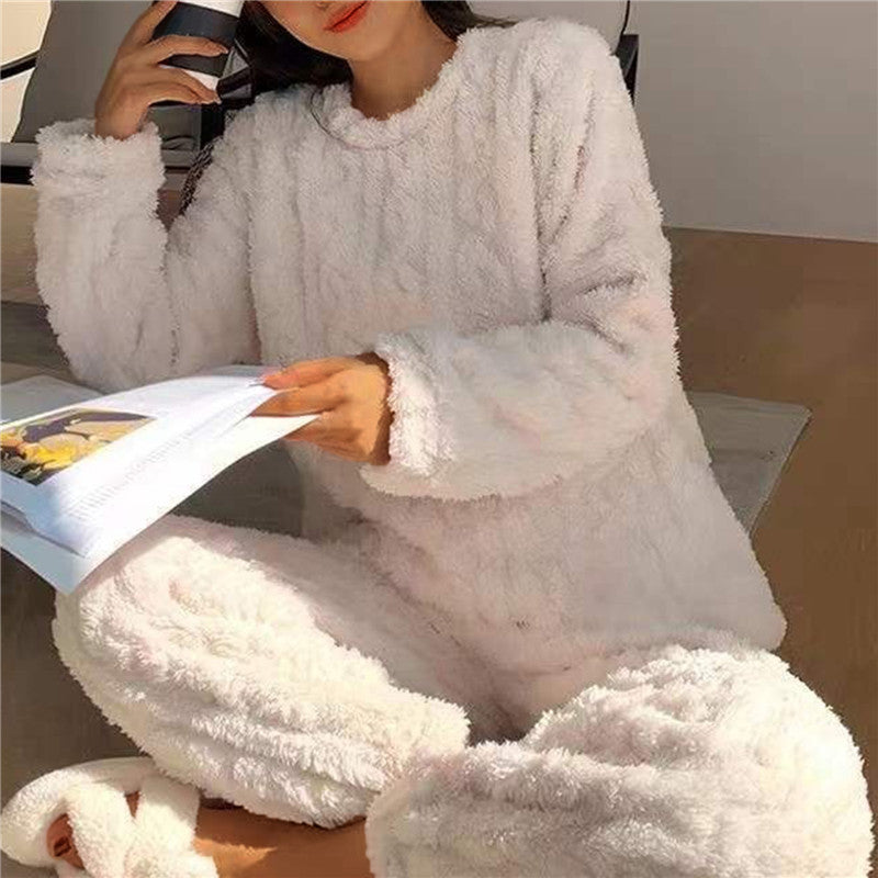 Dam Fleece Pyjamas Set Mysig och Bekväm-5