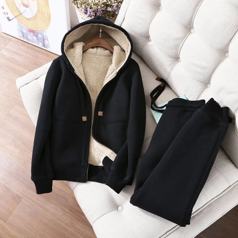 Dam Sportuppsättning Fleece Monokrom-3