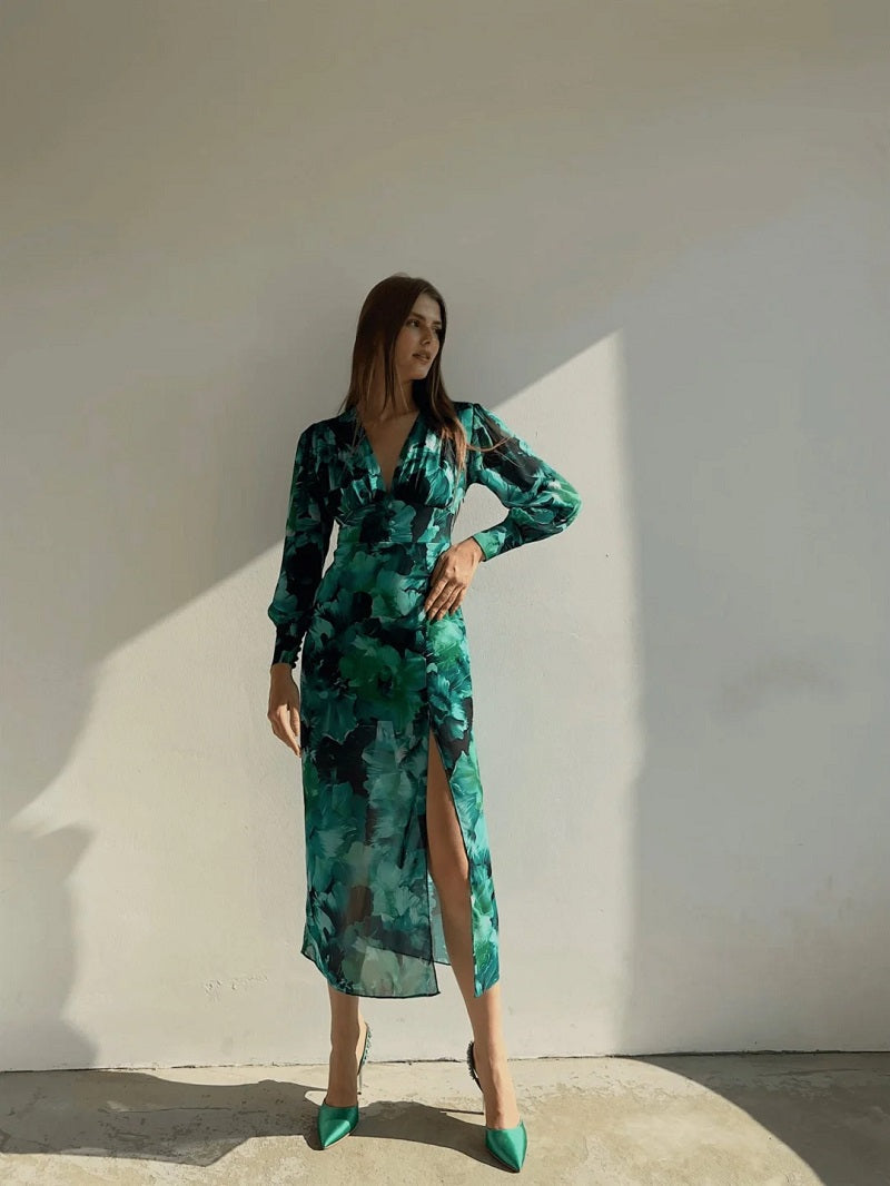 Kvinnors Långärmad Klänning Modern Design i Fint Tyg 6