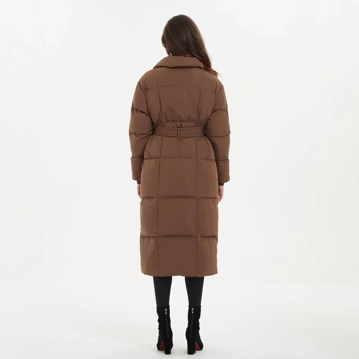 Kvinnors Lång Vinterjacka Elegant Design Högkvalitativt Tyg-6