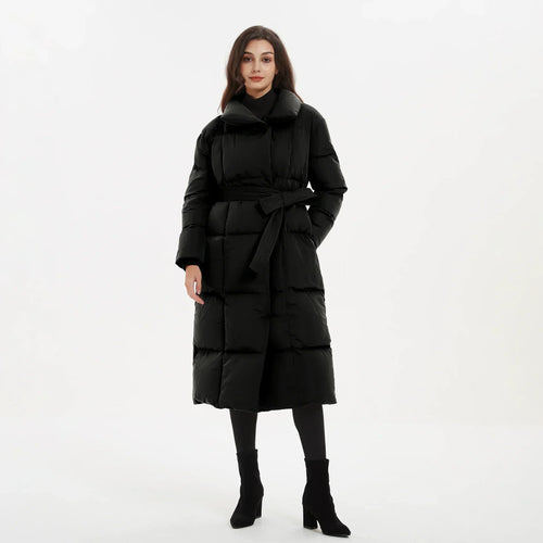Kvinnors Lång Vinterjacka Elegant Design Högkvalitativt Tyg-1