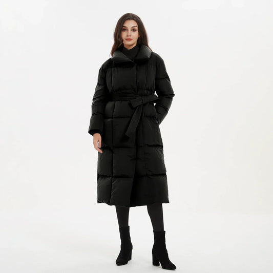 Kvinnors LÄng Vinterjacka Elegant Design Högkvalitativt Tyg-1