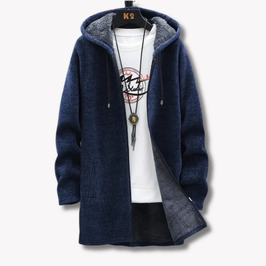 Herrar Hoodie Med Dragkedja Värmande Polyester-Bomull-1