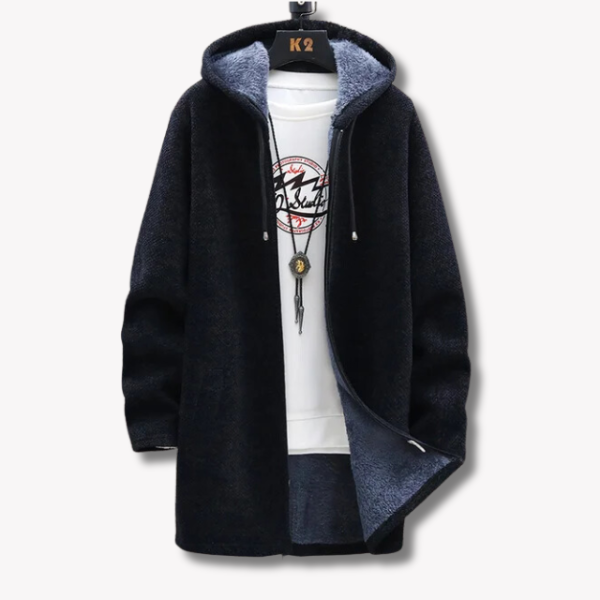 Herrar Hoodie Med Dragkedja Värmande Polyester-Bomull-3