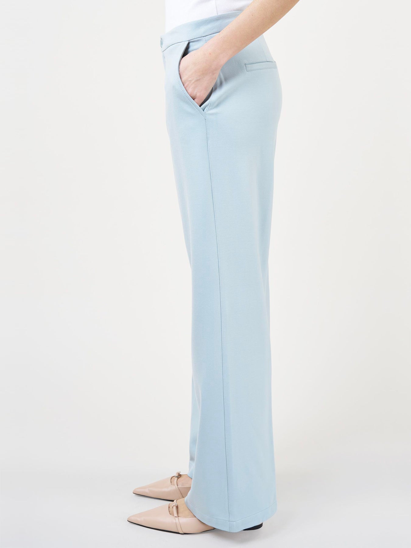 Snygga Byxor Dam Hög Midja Bred Ben Stretch Denim-3