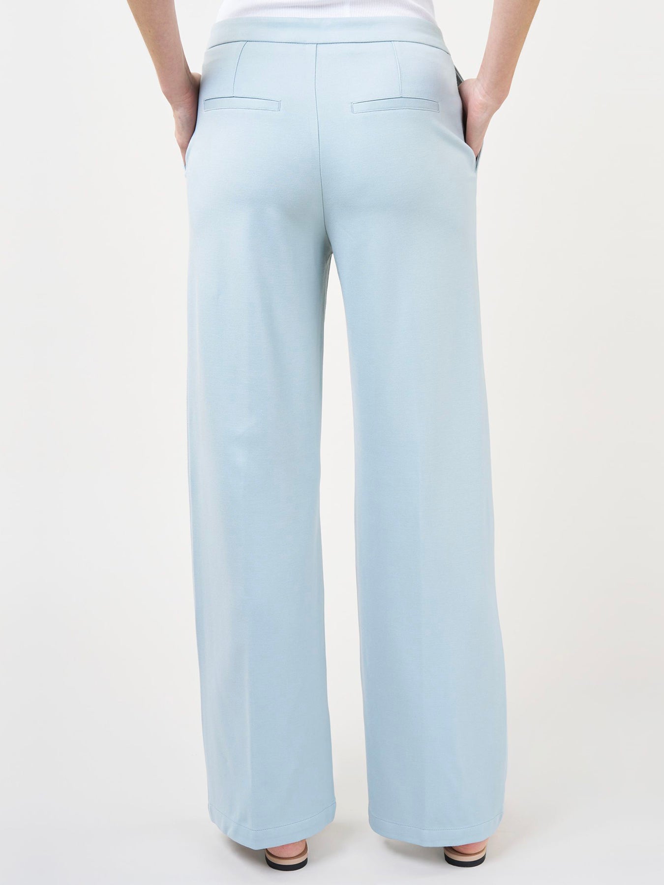 Snygga Byxor Dam Hög Midja Bred Ben Stretch Denim-4