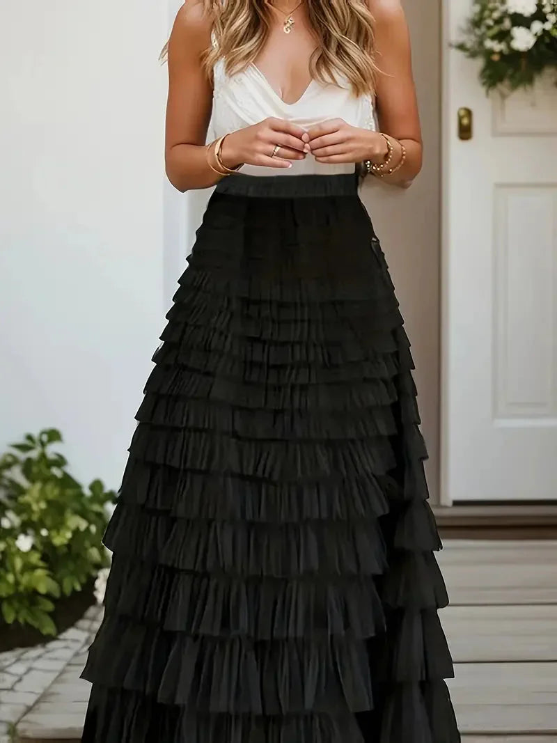 Kvinnors Tyllkjol Trendig Design Luftig Polyester-1