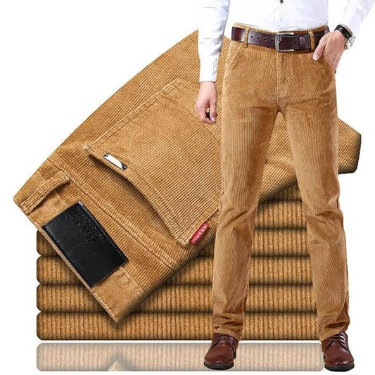 Herr Jeans Klassiska Corduroy Traditionell Passform Högkvalitativt Sladdtyg-1