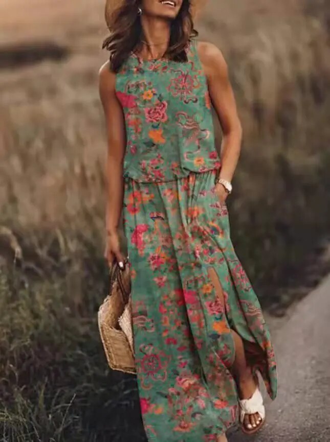 Variant image for Dam Sommarklänning Blommig med Slits Polyester-21