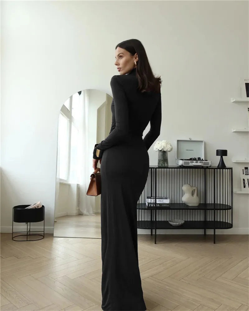 Maxiklänning Dam A-Linje Polyester Långärmad Elegant Design 2
