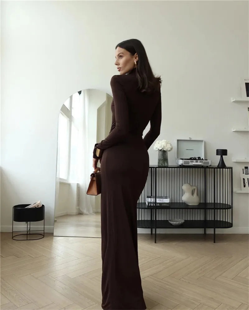 Maxiklänning Dam A-Linje Polyester Långärmad Elegant Design 3